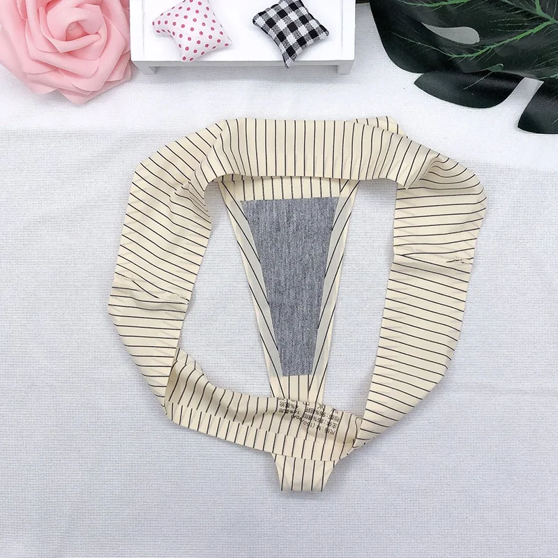 

Striped Thong Sexy Ice Women's Panties Silk Low Waisted Panties Seamless Women's Underwear