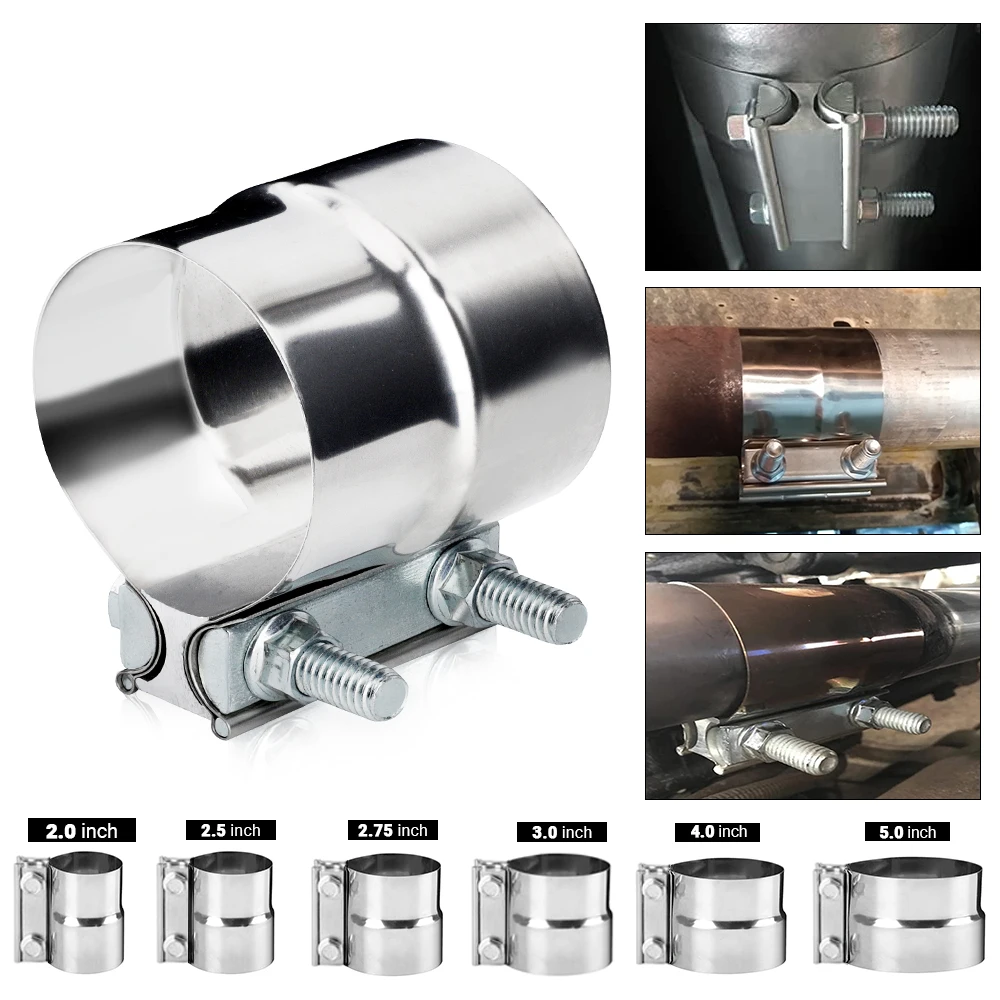 

2.0" 2.25" 2.5" 2.75'' 3.0" 4.0" 304 Stainless Steel Exhaust Sleeve Butt Lap Joint Clamp OD Pipe Sleeve Coupler Step Clamps