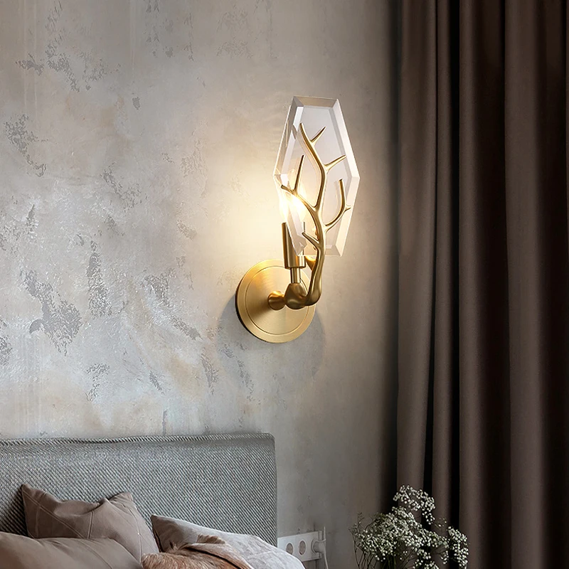 Современные хрустальные золотые настенные лампы прикроватные светильники для