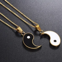 2 piecesset of best friend couple necklace tai chi yin and yang gossip figure necklace alloy jewelry good friend lover gift