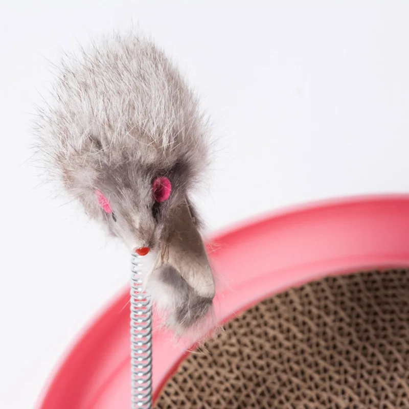 

Newly Cat Kitten Turbo Scratcher Scratching Pad Board Toy With Ball Mouse Training Play Fun Supplies XSD88