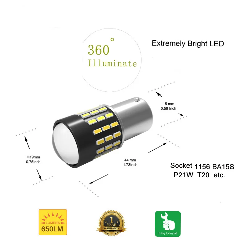 Светодиодный фонарь JIACHI P21W 2 шт. белый янтарный красный ДХО 12-24 В 650LM BA15S 7506 1156