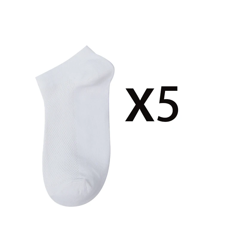 

5 Pairs 2 style Invisible Ankle Boat Socks Solid Mesh Women's Short Breathable Comfortable Soft Cotton Unisex Sox White Black