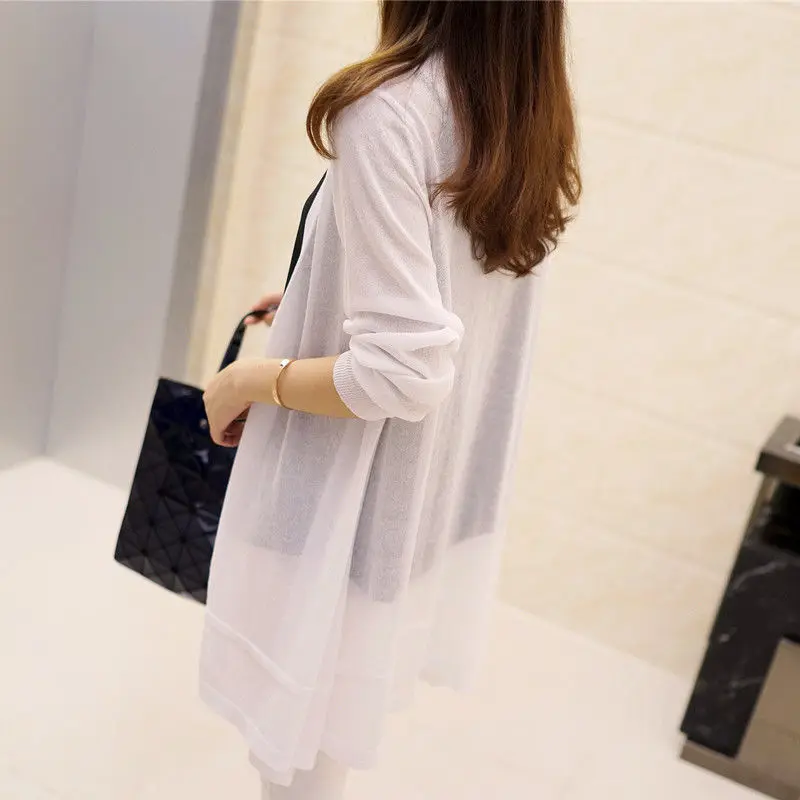 Женский трикотажный кардиган с длинным рукавом повседневный тонкий защитой от