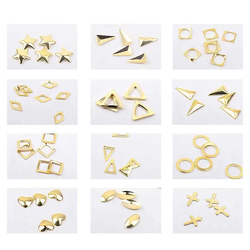 Wholesale 10/20Box Irregular Beads DIY Nail Decoration Metal Star Love Heart Circle 3D Decorations Nail Art Manicure Tools