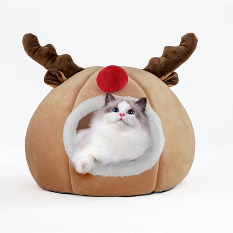 

Cat Bed Warm Pet Basket Cozy Kitten Lounger Cushion Cat House Tent Very Soft Small Dog Mat Bag For Washable Cave Cats Beds