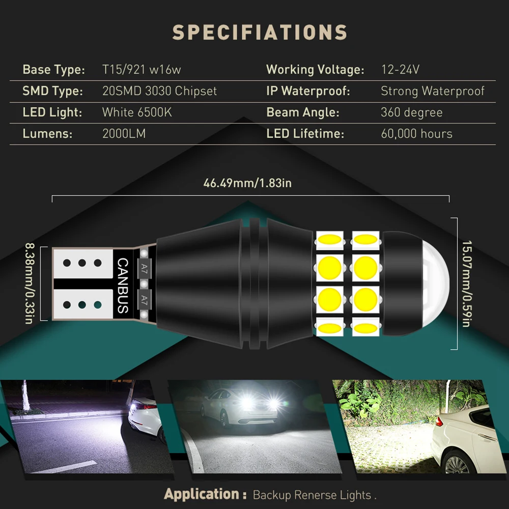 Светодиодсветодиодный лампа Canbus W16W T15 T16 для BMW E90 E60 Audi A4 B6 B8 921 912 2 шт. | Автомобили и