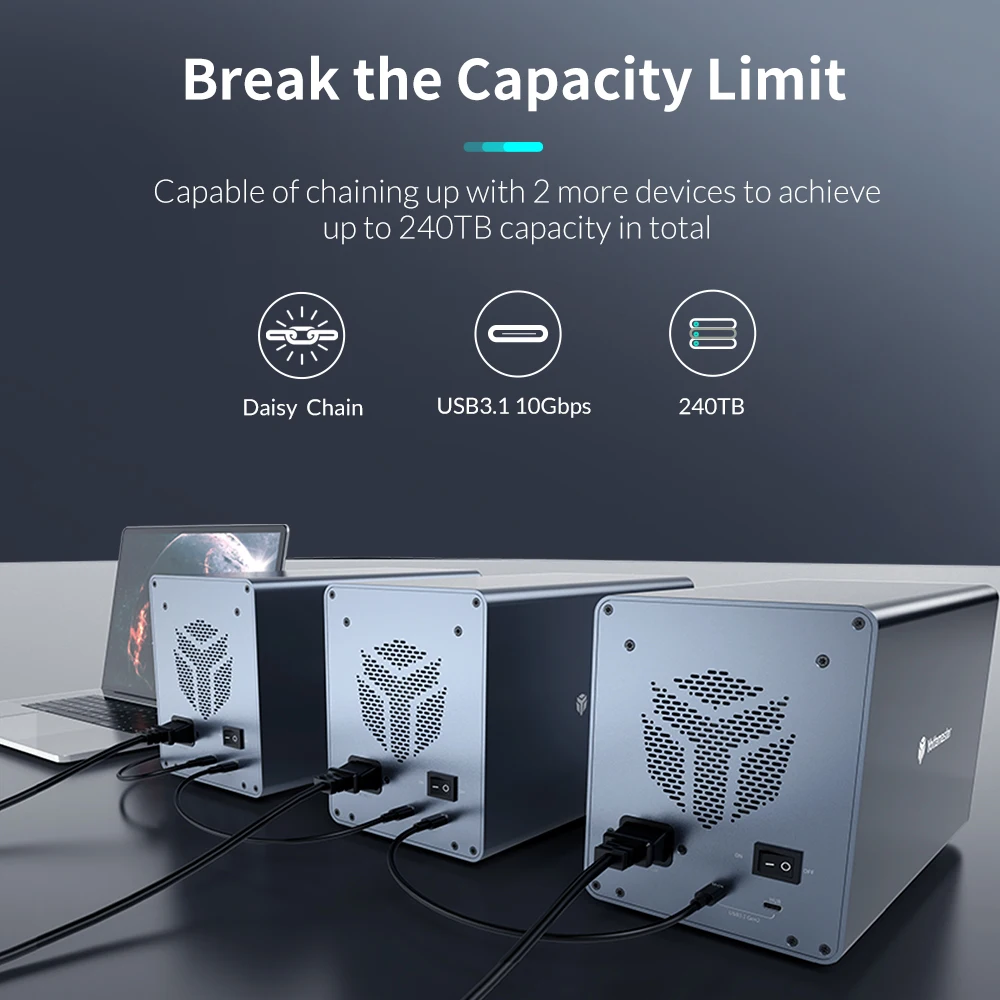 Корпус для жесткого диска Yottamaster 10 Гбит/с USB C с маргариткой емкостью до 192 ТБ