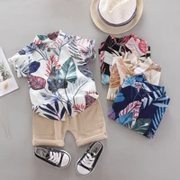2021 summer infant baby boy clothes set printed short sleeve shirt and shorts set kids casual suit for newborn 1 4 years