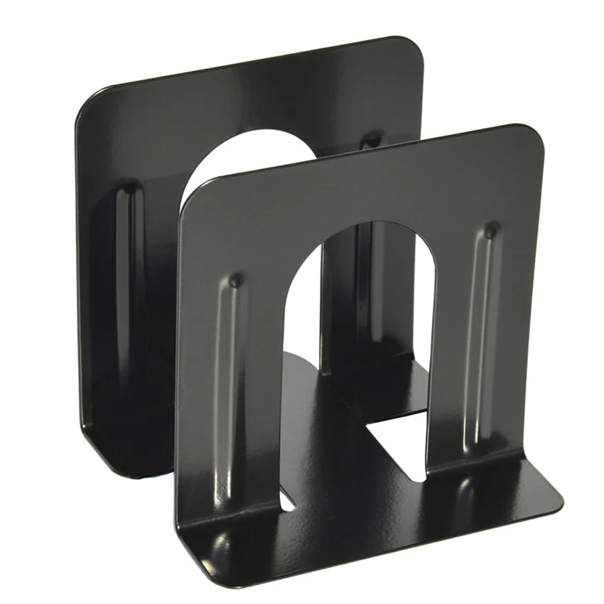 

1 Pair Bookends, Heavy Duty Metal Bookend Support for Shelves Offices, Book Divider Decorative Holder, 12x12cm, Black, Blue