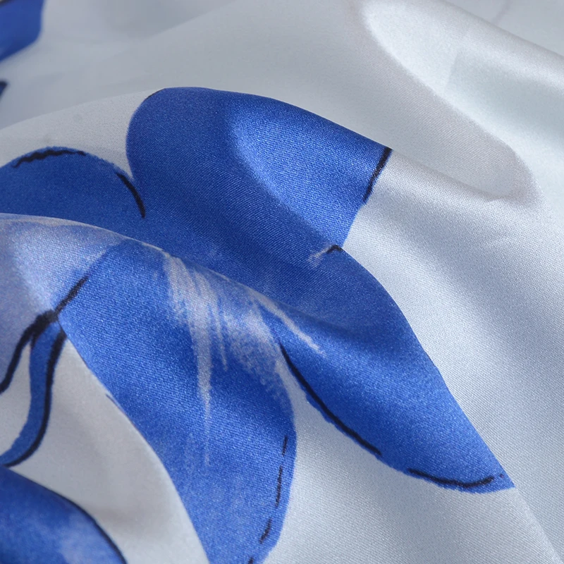 HYSK Тюль шелковая атласная ткань на заказ Королевский цветочный цифровой принт