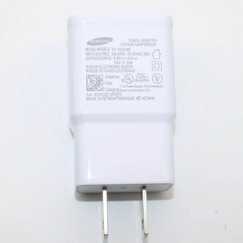 Адаптер для быстрой зарядки Samsung Galaxy с американской вилкой 1 5 м кабель Type C S10 S8 S9 Plus