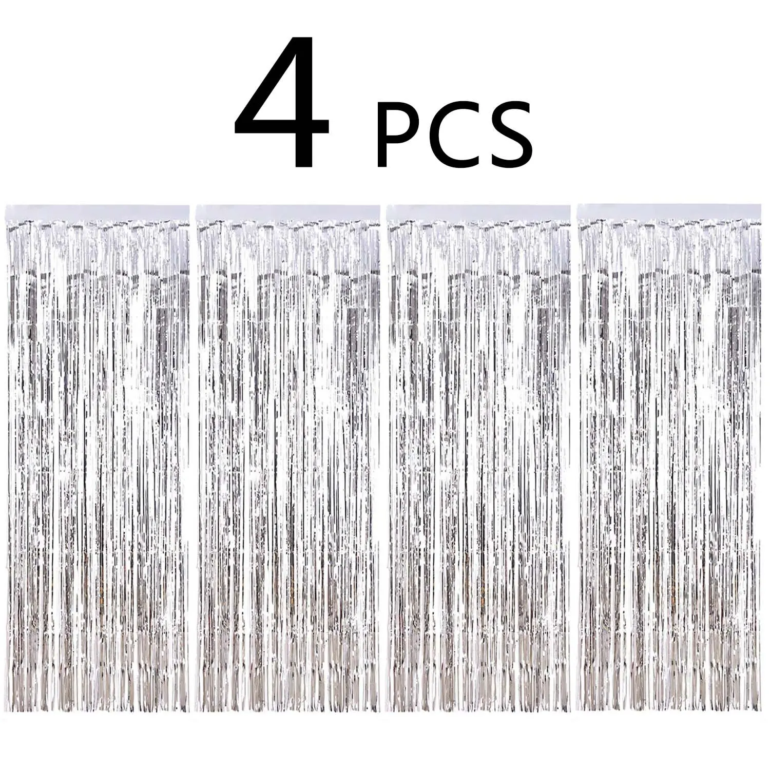 Набор 4 шторы из фольги 1x2 5 м металлическая бахрома занавески s мерцающие для дня