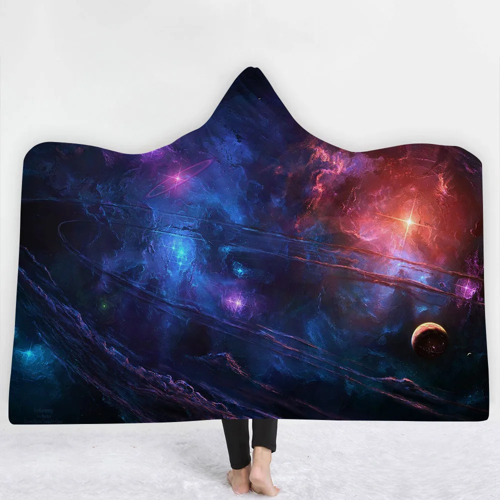 Cosmic Galaxy одеяло с капюшоном утолщение 3d принт пледы диван/кровать/самолет