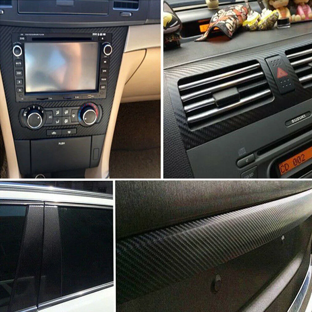 

Decals Car Sticker Foil Inner Wrap 3D Carbon Fiber Style Replacement Vinyl