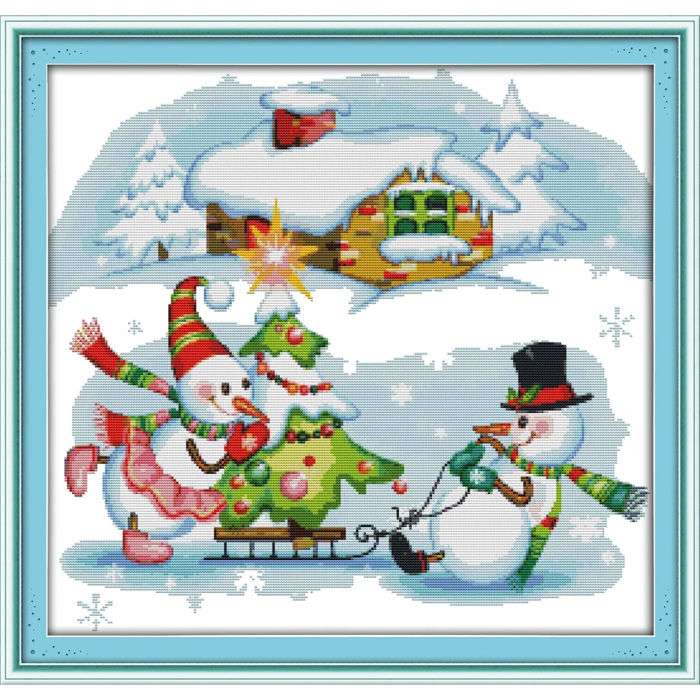 

Everlasting Love Christmas snowman(6) Ecological Cotton Chinese Cross Stitch Kits Counted Stamped 14CT 11CT New Sales Promotion