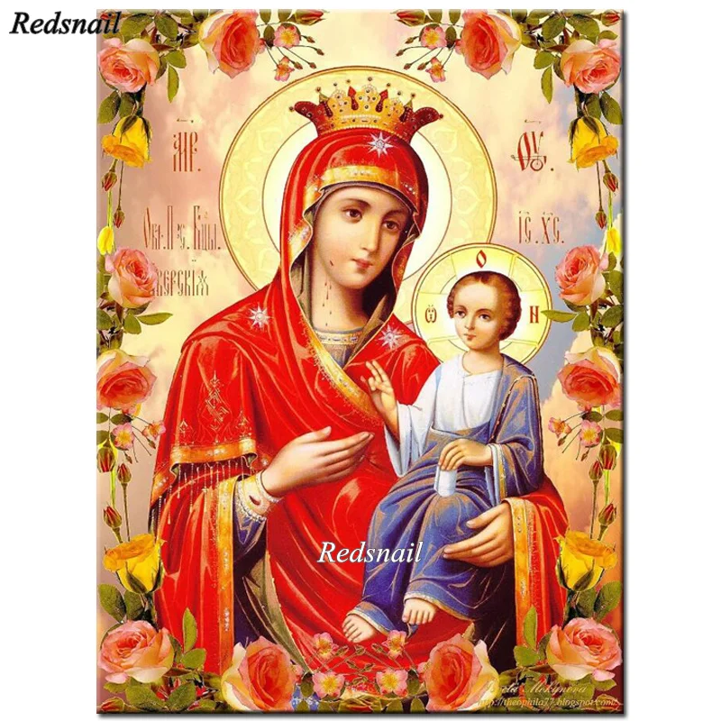 Девы Мэри Алмазная картина горный хрусталь вышивка фото на заказ полный