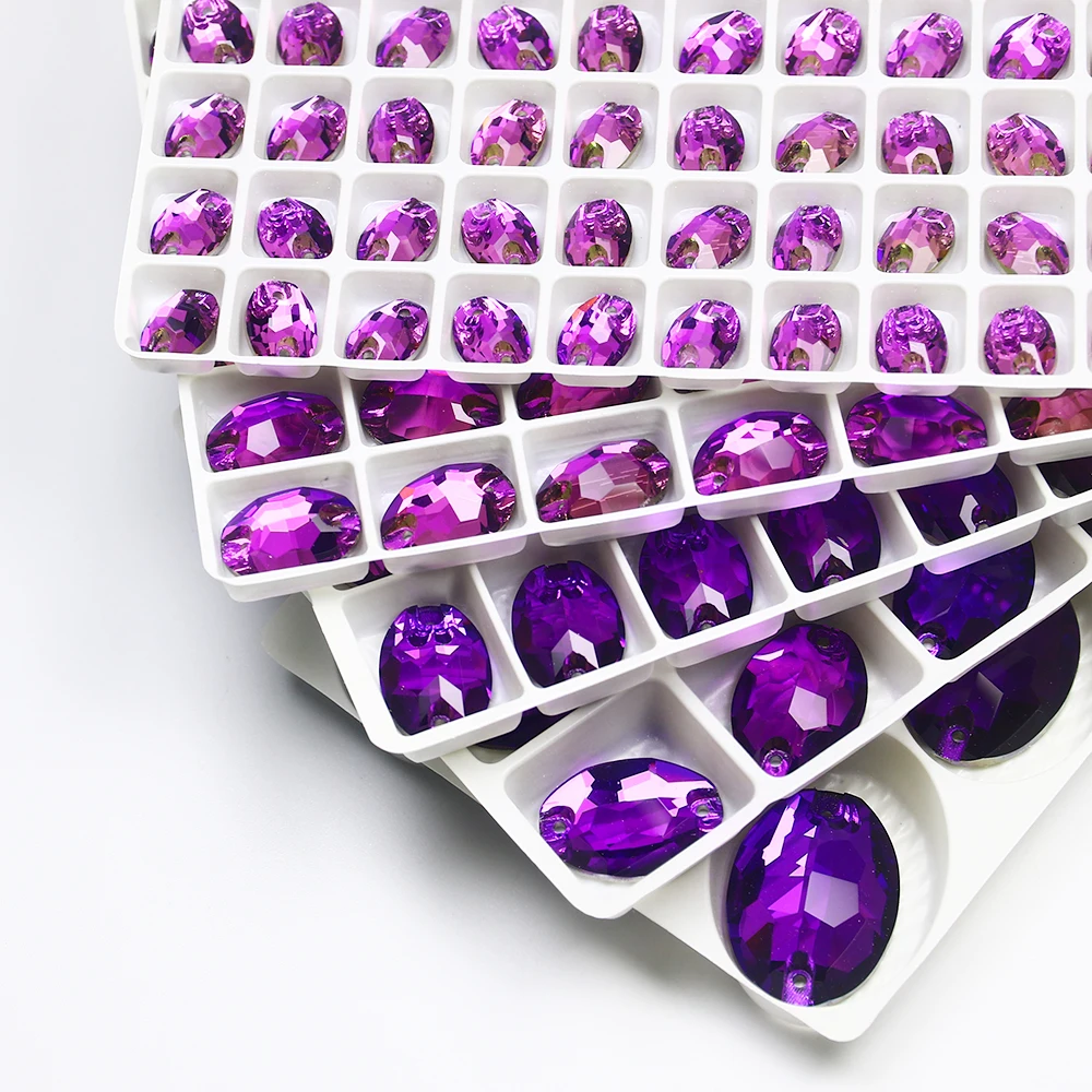 Овальная форма плоская задняя сторона с двумя отверстиями стеклянный хрусталь 5