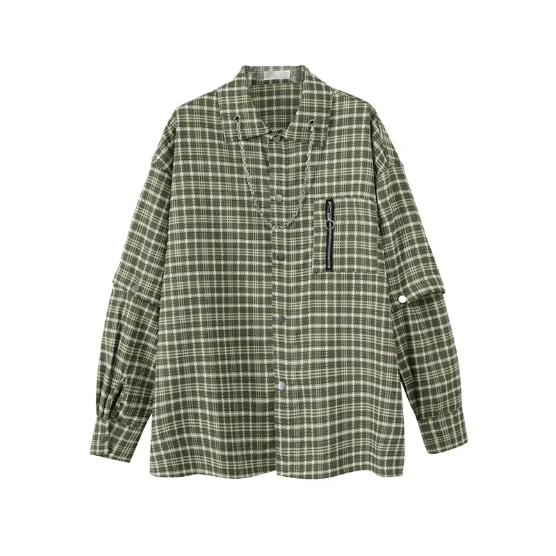 

XITAO Single Breast Blouse Turn Down Collar Full Sleeve Plaid Small Fresh Casual Style 2021 Spring Autumn Minority Shirt ZY4980