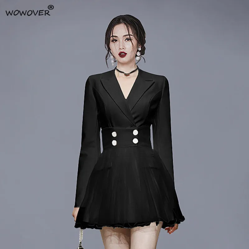 

2021 New Autumn Elegant Long Sleeve Notched Women's Blazers Office Suits with Skirt Lady 2 Piece Dress Set Female Black Outfit