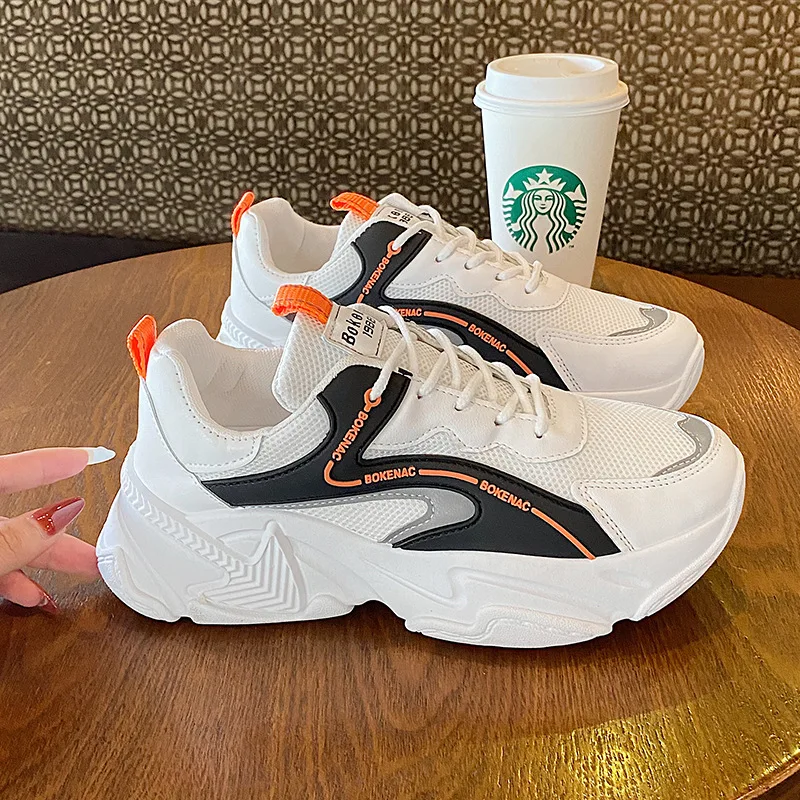 

Female Dad Shoes Adult Platform Trainers Stylish Casual Chunky Sneakers for Women White Sport Thick Sole Footwear