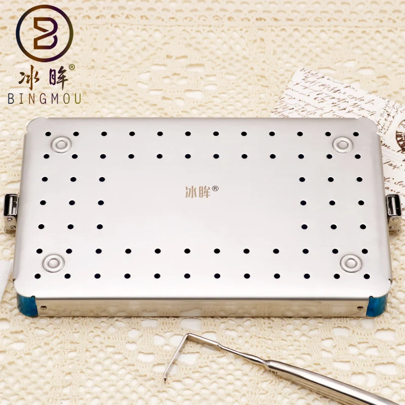 Sterilising trays monolayer sterilization of surgical instruments high quality silica gel pad 25*15*2.5cm stainless steel