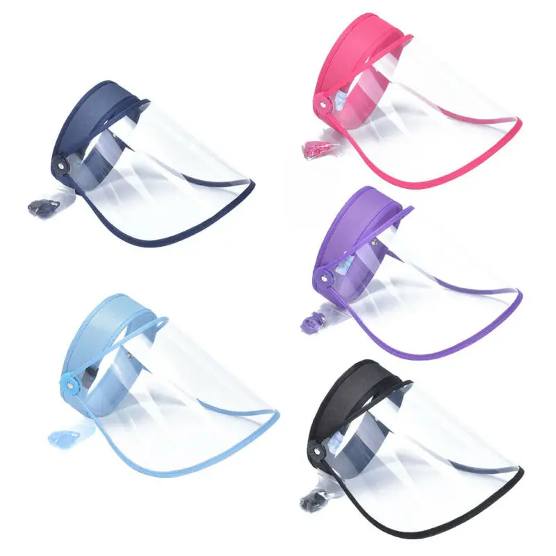 

Adjustable Anti-fog Dust Empty Top Cap with Clear Masks Full Face Shield Splash-proof Protective Face Hat Caps Visor /BY