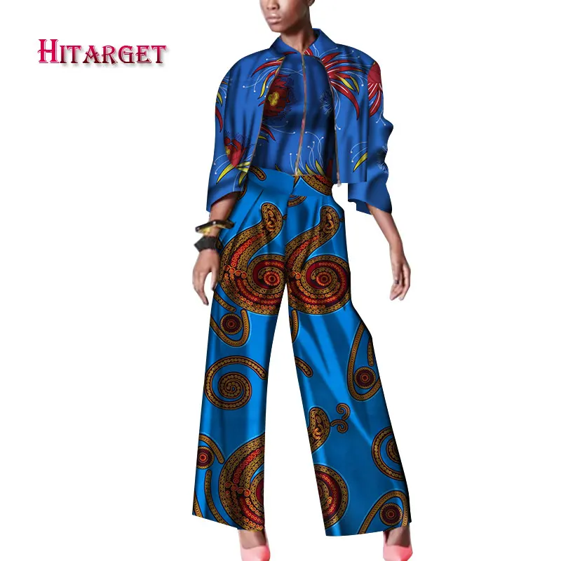 African Dashiki women 3 Pieces Set Cotton Print Wax Crop 2 Tops and Pant Sets Sewing African Women Suits africa clothes WY453