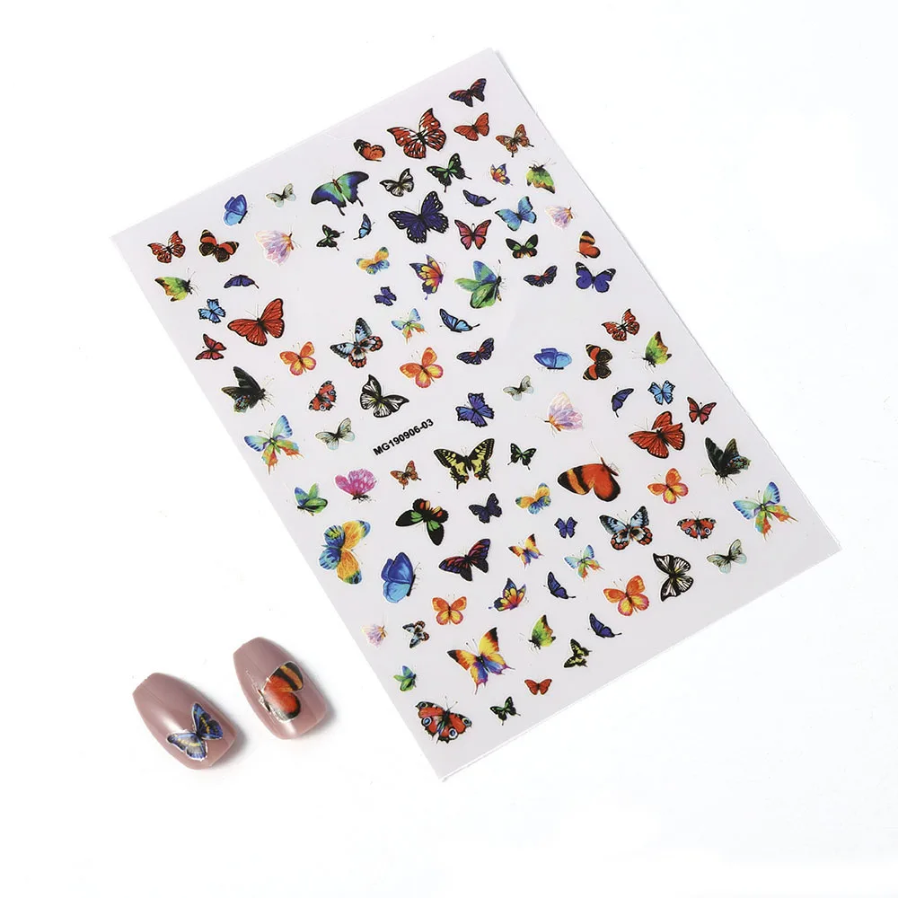

20Pcs/Lot 3D Nail Art Stickers Self-adhesive Design Butterfly Nail Art Decoration DIY Nail accesoires Wholesaler Supplier