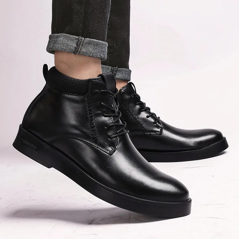 Мужская обувь из натуральной кожи зимние теплые ботинки для отдыха в старом