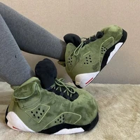 winter womens home slippers green lace up warm cotton woman flat sneakers slipper for couple female flip flop house shoes 2021