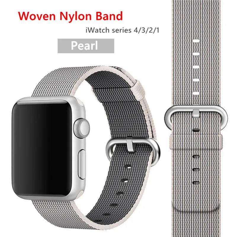 pearl Нейлоновый ремешок для apple watch band 42 мм 38 мм iWatch 4 Band 44 мм 40 мм браслет ремень Спортивная петля ремешок для apple watch 4 3 2 1 - Цвет ремешка: pearl