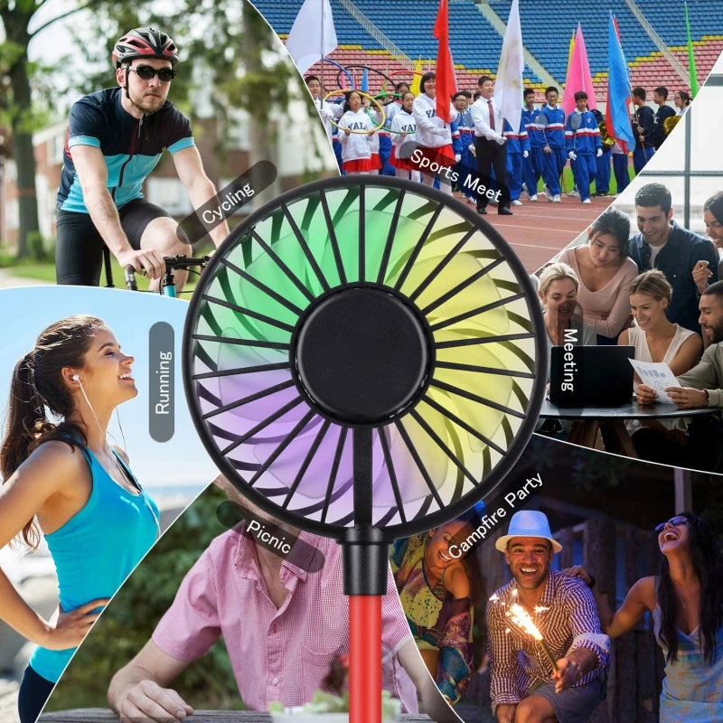 

LED Upgraded Version Portable Neck Fan Color Changing Aromatherapy 360 Free Rotation Strong Airflow Lower Noise Fan