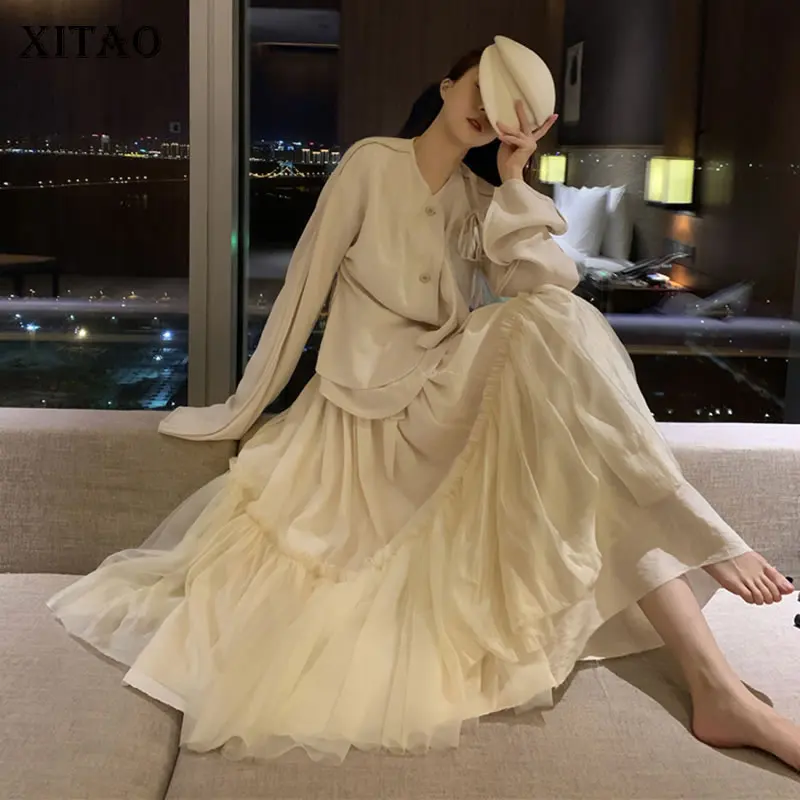 Женская Асимметричная плиссированная юбка XITAO маленькая Повседневная Свободная