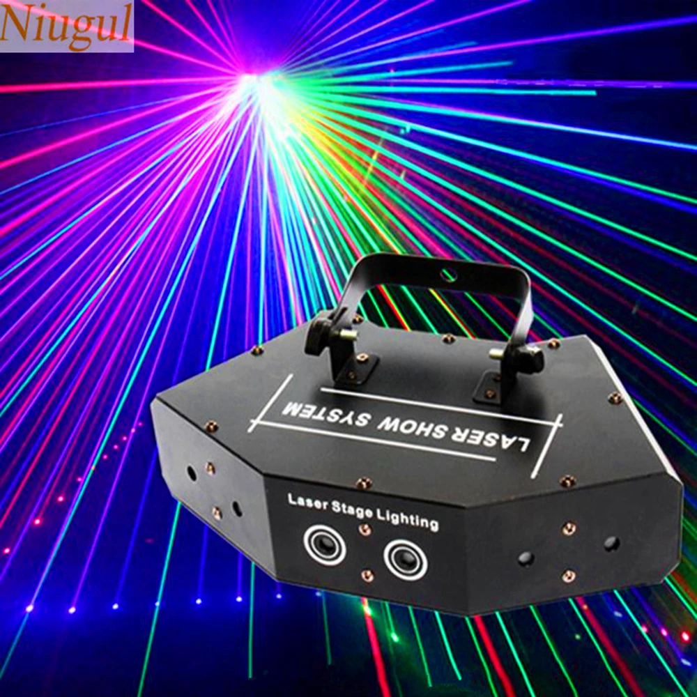 Stage Laser Lights RGB Full Color Six lens Beam Laser Club DJ Show Disco Beam Effects Light Projector DMX512 Scan Laser lights