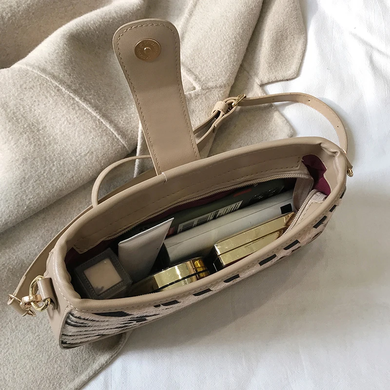 

Zebra Pattern Small Tote Bag with Lock Womens High-quality PU Leather Shoulder Bag Classic Designer Diagonal Bags Sac Femme 2020