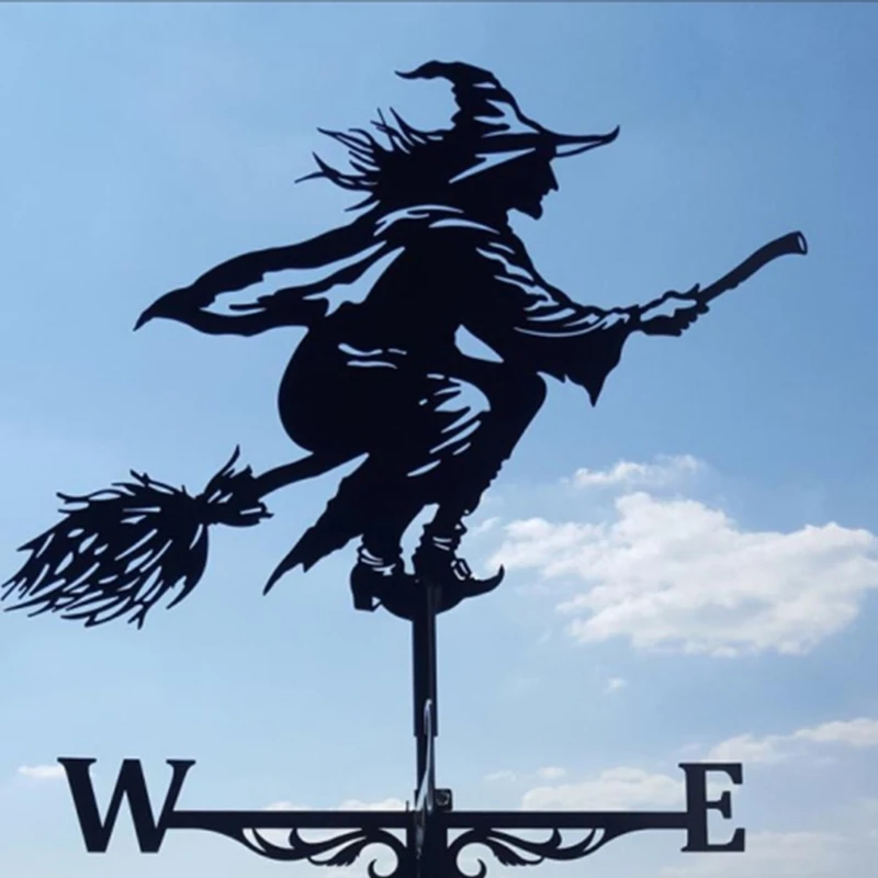 

Wrought Iron Metal Weather Vane Retro Farm Scene Garden Stake Weathervane Professional Measuring Tools for Patio Yard 449E