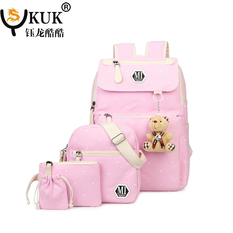 Новый холщовый рюкзак в горошек с принтом женская сумка Корейская версия