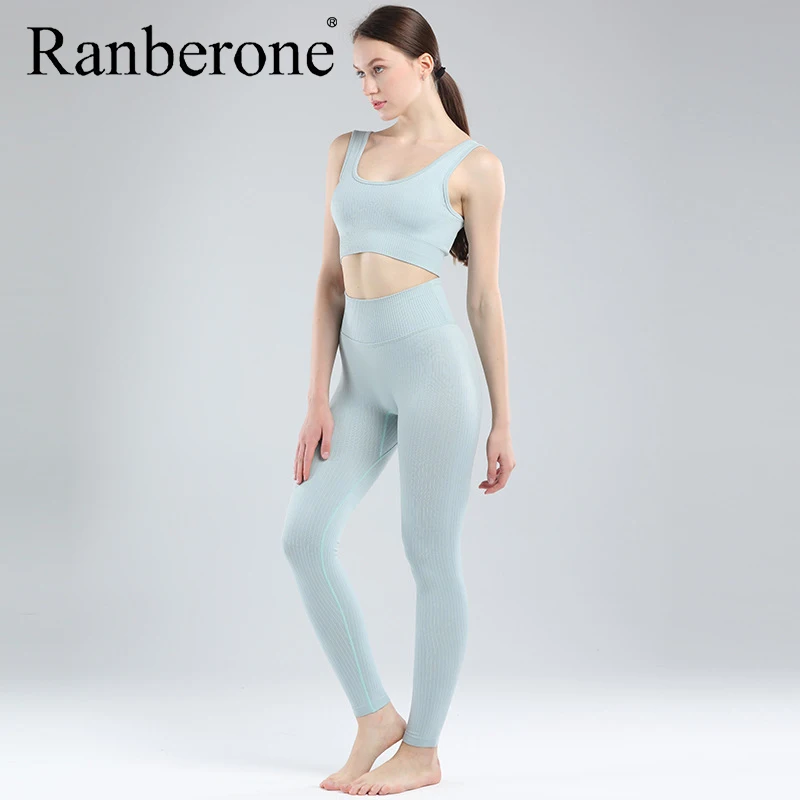 Женский спортивный костюм для занятий йогой Ranberone цельный бесшовный из 3