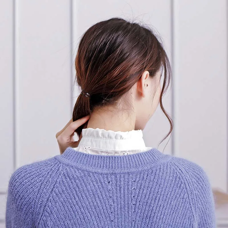 

Women's Fake Collar Simple Wild Decorative Collar White Fungus Hollow Six-leaf Flower Stand Collar Fake Ties For Women