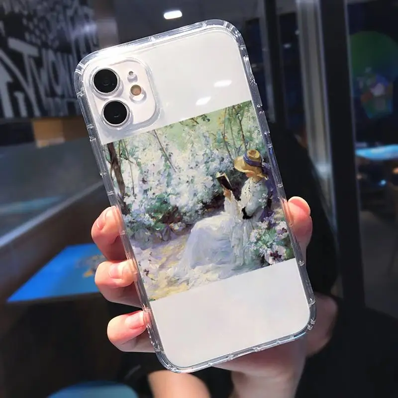 

Art oil painting beautiful fashion Phone Case Transparent soft For iphone 5 5s 5c se 6 6s 7 8 11 12 plus mini x xs xr pro max
