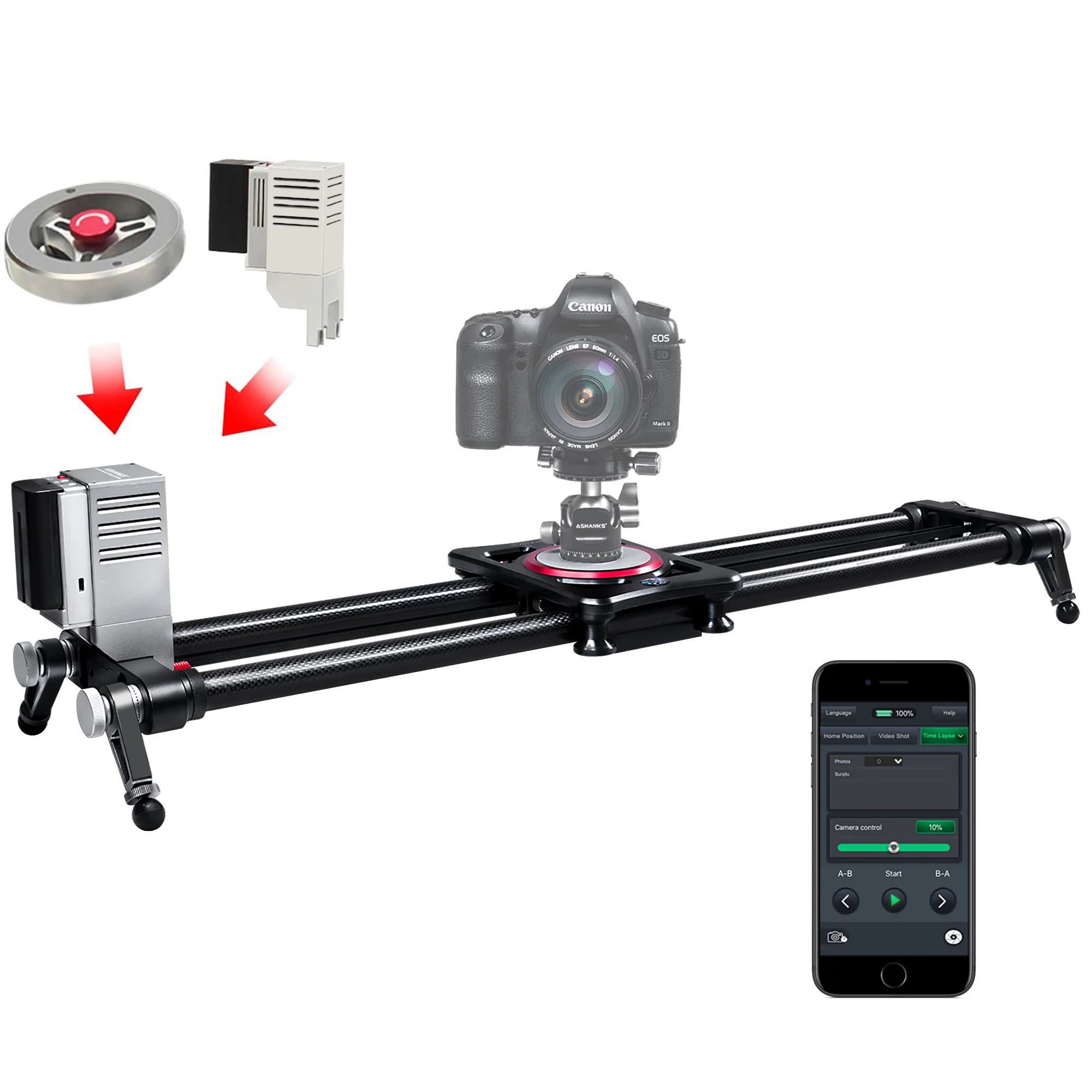 

Механизированная камера-слайдер ASHANKS C400, Рельс тележки из углеродного волокна, 44 фунта/20 кг, для фото-и видеосъемки DSLR