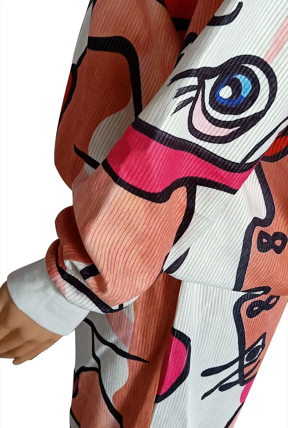 

New Digital Printing Two-piece Suit Urban Casual Corduroy Fashion Women's Suit S-2XL Large Size Pullover Hooded Sweater + Pant