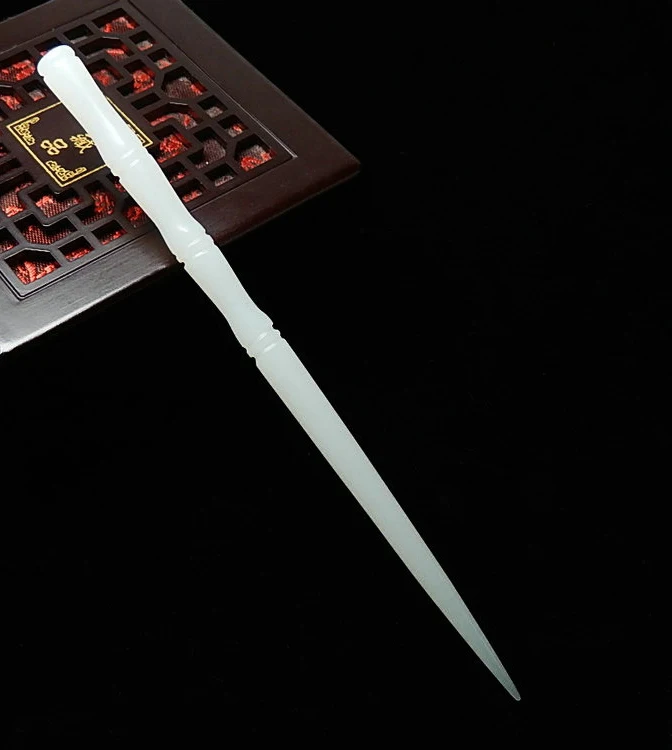 Белая Нефритовая Поворотная заколка для волос с бамбуковым узлом|Украшения