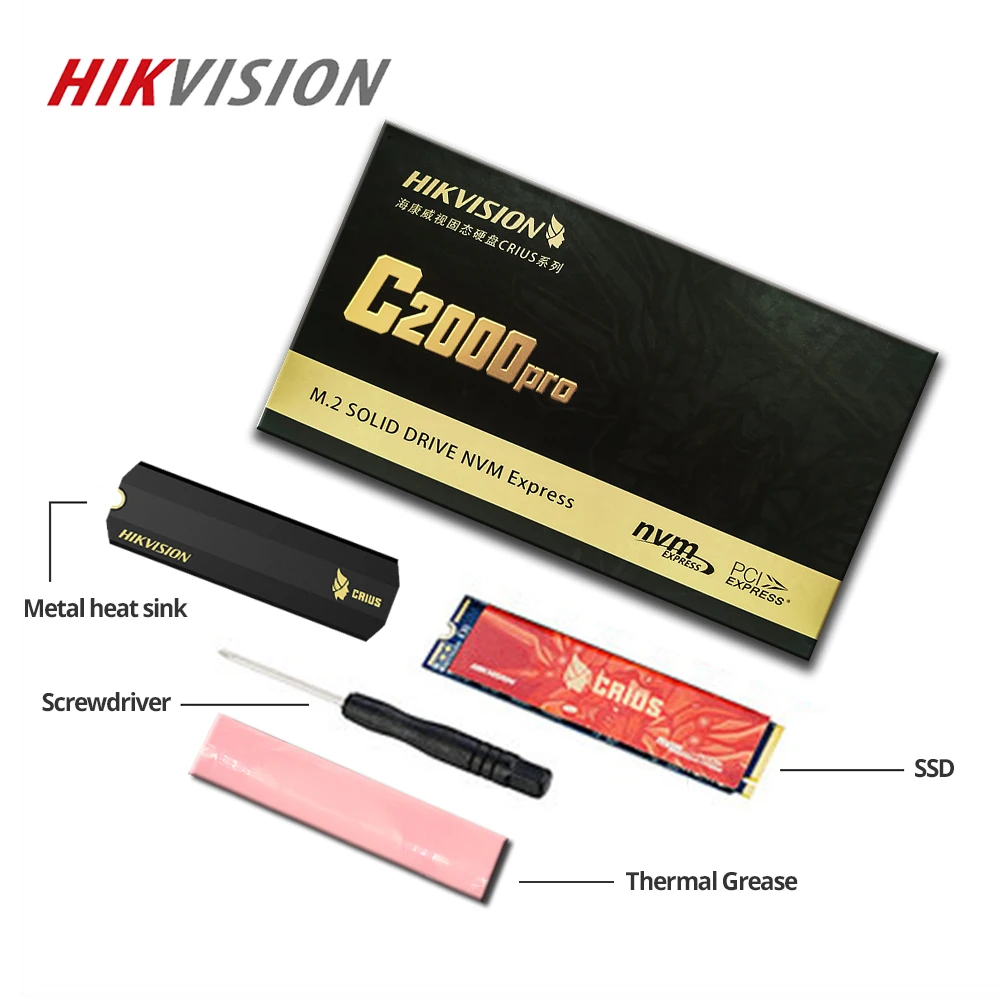SSD HIKVISION M.2 1 ТБ 2TB 512 ГБ 3500 МБ/с. C2000 Pro Внутренние твердотельные жесткие диски для настольных NVMe PCIe Gen 3x4