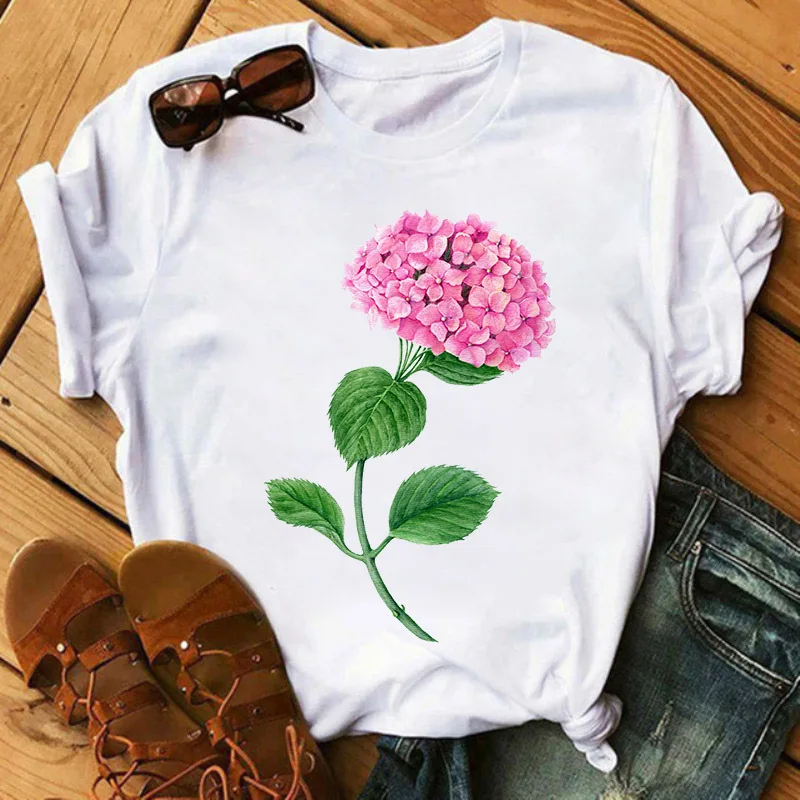 

Women Graphic Flower Floral Fashion Casual Cute Style Vintage Lady Tees Print Tops Clothing Female T Shirt Women T-Shirt