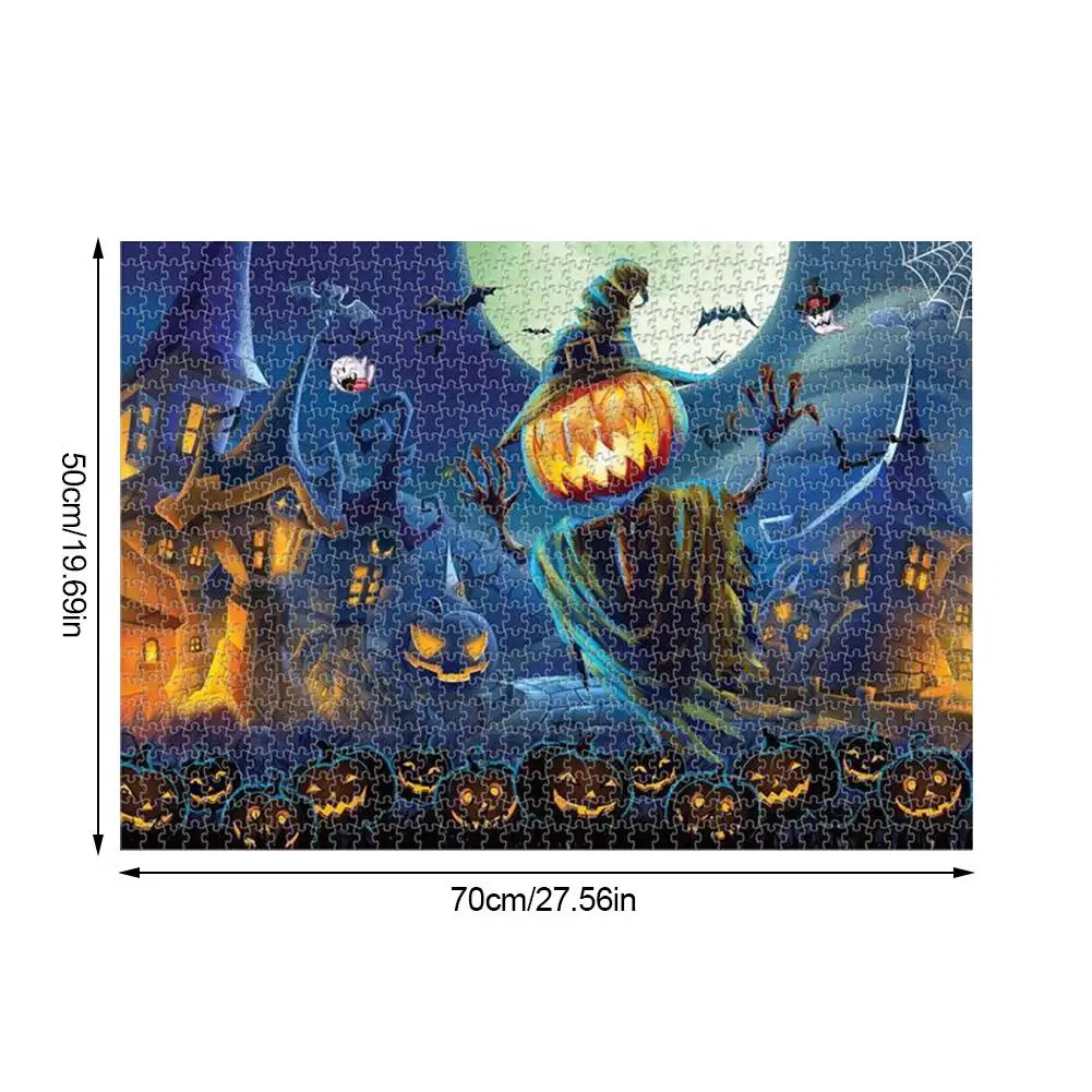 

50X70cm Halloween Pumpkin Jigsaw Puzzle 1000 Pieces Children Bedroom Halloween Decoration Stickers Paper Puzzle Toy Gift