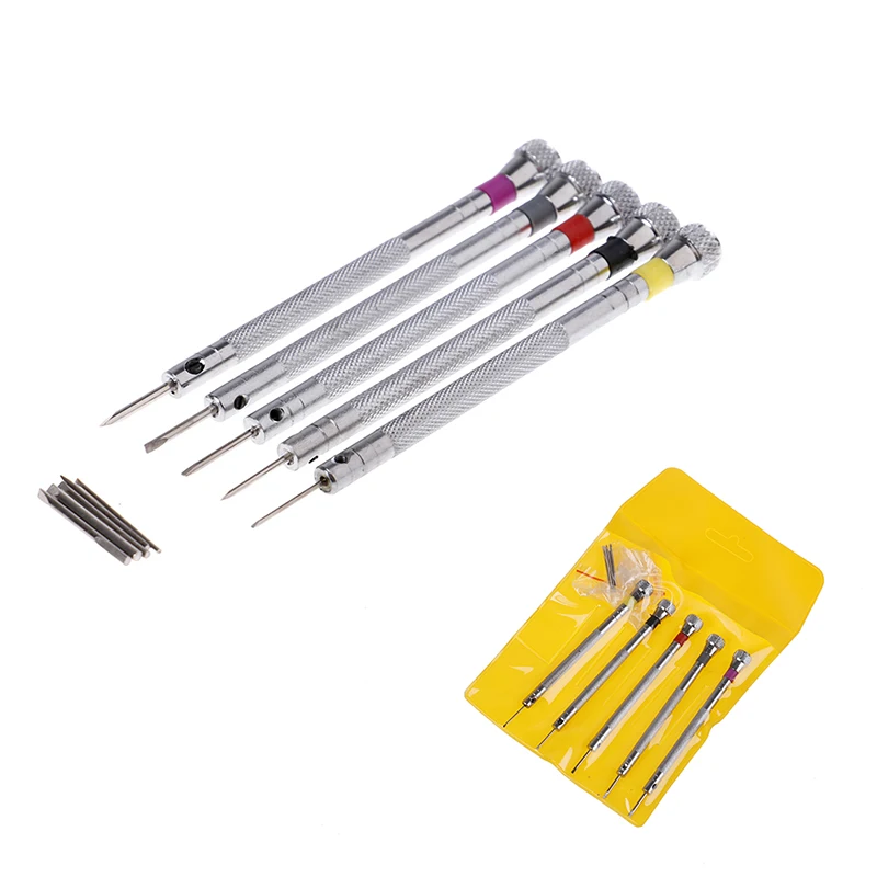 

5pcs Alloy Steel Screwdrivers Set Practical Watchmaker Screwdriver Cutter Heads Tool Kit For Repairing Watches and Eyeglass