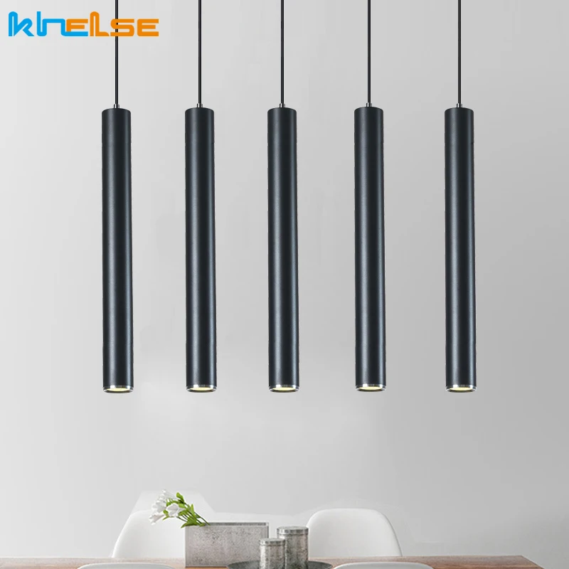 Чердак светодиодный подвесной светильник черный цилиндр труба Подвесная лампа