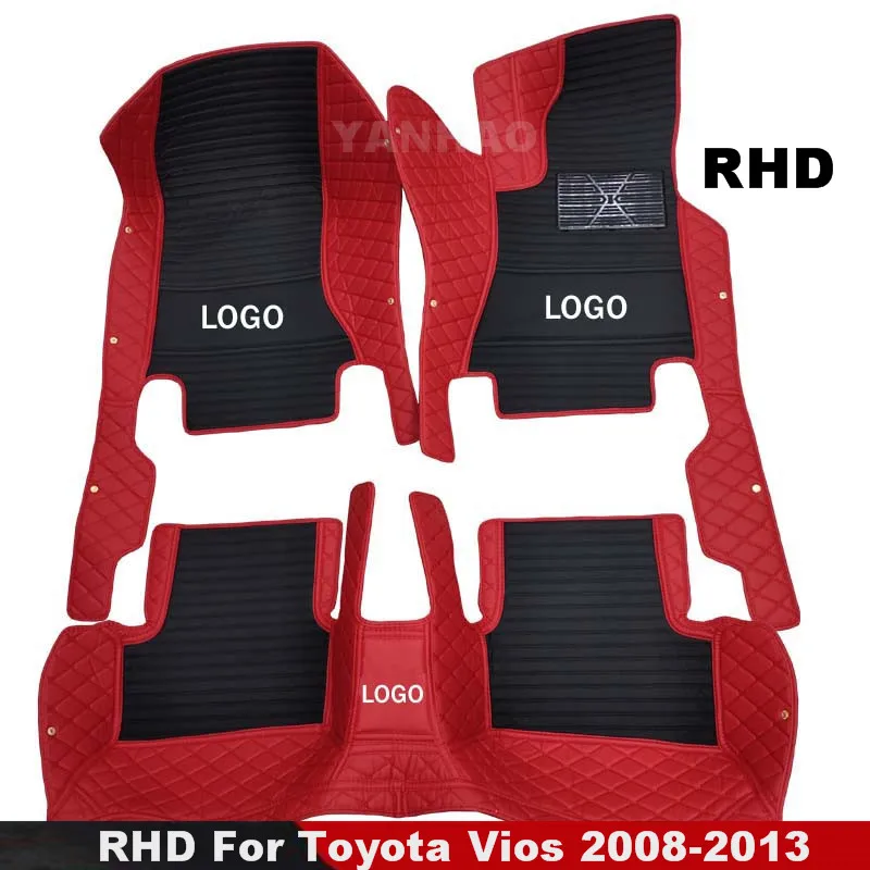 

RHD Car Floor Mats For Toyota Vios 2013 2012 2011 2010 2009 2008 Leather Styling Custom Car Accessories Decoration Foot Pads Rug